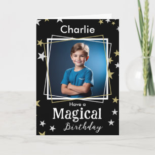 Tarjeta Estrellas Mágicas de Cumpleaños Foto Nombre Saludo