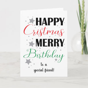 Tarjeta Estrellas Navidades felices cumpleaños