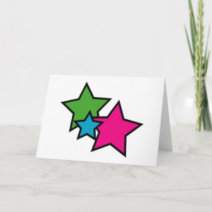 Tarjeta Estrellas Neón Rosa Azul Verde Bonitas