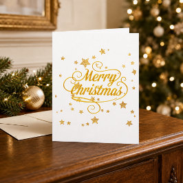 Tarjeta Estrellas Personalizadas Elegantes de Navidad en O