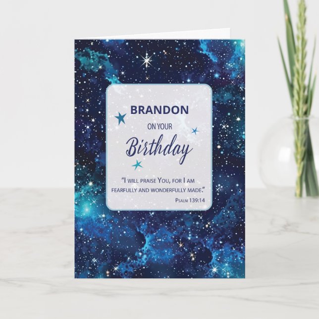 Tarjeta Estrellas religiosas de cumpleaños en el cielo noc (Anverso)