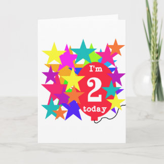 Tarjeta Estrellas y globos camisetas de segundo cumpleaños