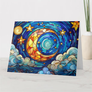 Tarjeta Estrellas y luna de vidrio