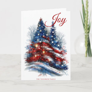 Tarjeta Estrellas y rayas Árbol de Navidad