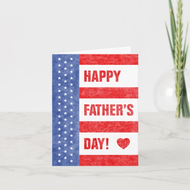 Tarjeta Estrellas y rayas del Día del Padre Feliz (4.5x6) (Anverso)