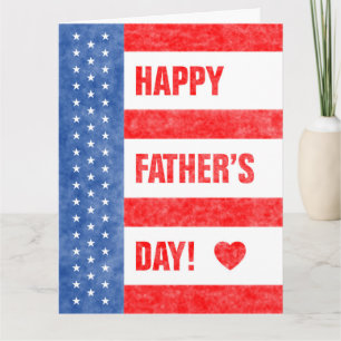 Tarjeta Estrellas y rayas del Día del Padre Feliz (8.5x11)