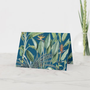 Tarjeta Estreltzia, árbol de plátanos de la jungla tropica