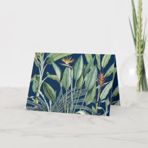 Tarjeta Estreltzia, árbol de plátanos de la jungla tropica