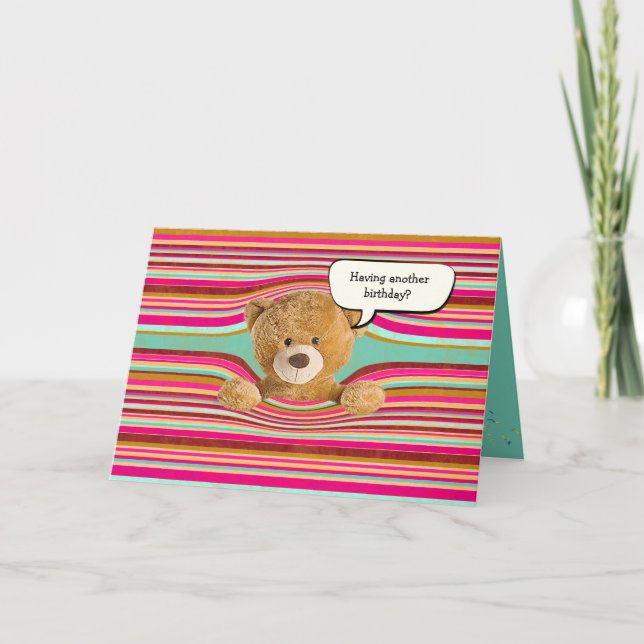 Tarjeta Estribos de cumpleaños de oso de peluche (Anverso)