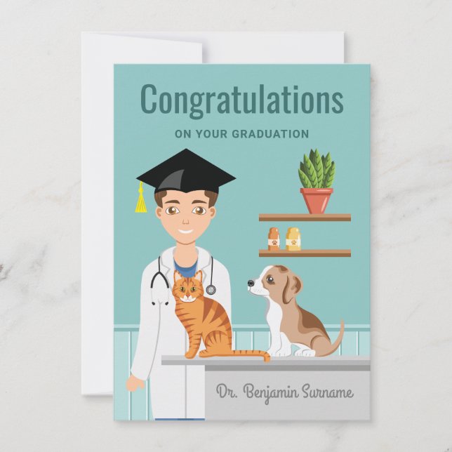 Tarjeta Estudiante de Veterinaria Graduado DVM Felicitacio (Anverso)