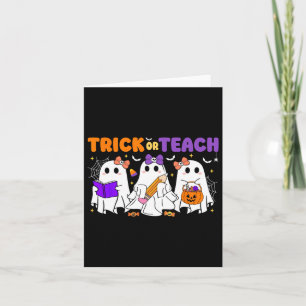 Tarjeta Estudiantes De Halloween Trick O Teach Retro