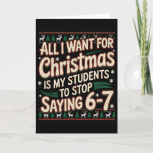 Tarjeta Estudiantes diciendo 67 Navidad Profesor de Navida