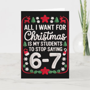 Tarjeta Estudiantes diciendo 6-7 67 Seis Siete Divertido P
