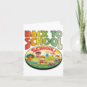 Tarjeta Estudiantes Felices de Regreso a Clases Viendo a A