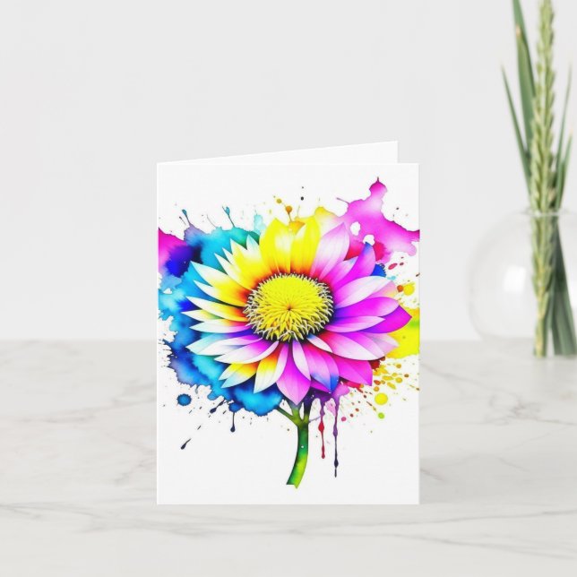 Tarjeta Estudio de crisantemo B en acuarelas y pluma (Anverso)