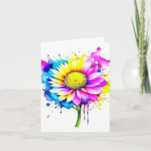 Tarjeta Estudio de crisantemo B en acuarelas y pluma