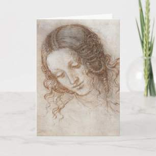 Tarjeta Estudio de Leonardo da Vinci de la cabeza de Leda