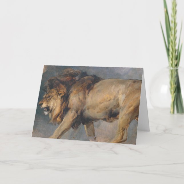 Tarjeta Estudio de un león (por Edwin Henry Landseer) (Anverso)