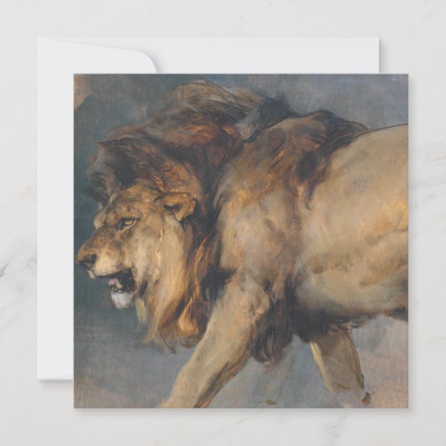 Tarjeta Estudio de un león (por Edwin Henry Landseer) (Anverso)