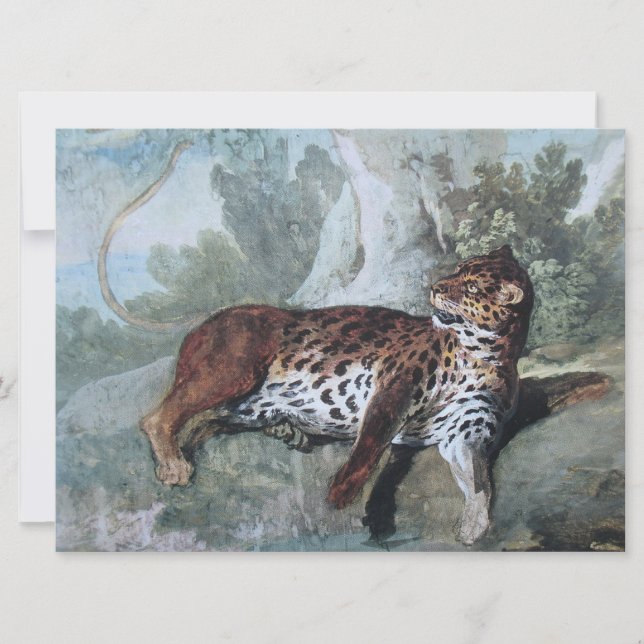 Tarjeta Estudio de un leopardo (por Jean-Baptiste Oudry) (Anverso)