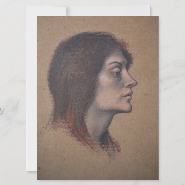 Tarjeta Estudio de una cabeza femenina (por Evelyn De Morg (Anverso)