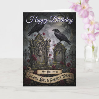 Tarjeta Eternal Gothic Lovers Dark Cemetery Raven Birthday