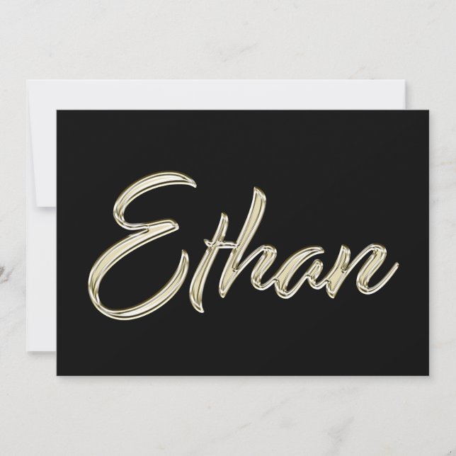 Tarjeta Ethan Name white gold Handwriting Karte (Anverso)