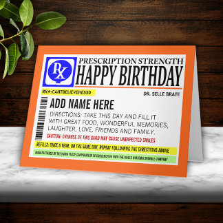 Tarjeta Etiqueta de receta graciosa Feliz cumpleaños