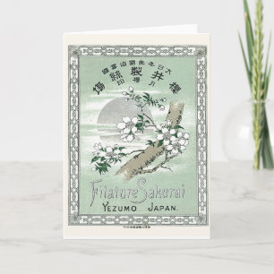 Tarjeta Etiqueta de seda japonesa vintage Sakura