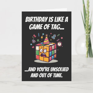 Tarjeta Etiqueta divertida de cumpleaños sin resolver Spee