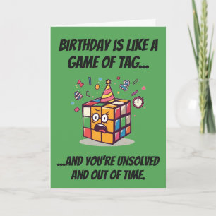 Tarjeta Etiqueta divertida de cumpleaños sin resolver Spee