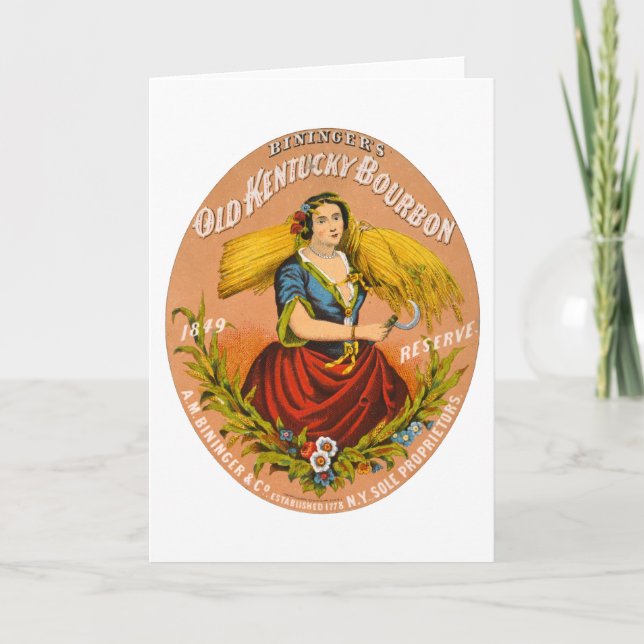 Tarjeta Etiqueta publicitaria de Whiskey, Circa 1860. (Anverso)