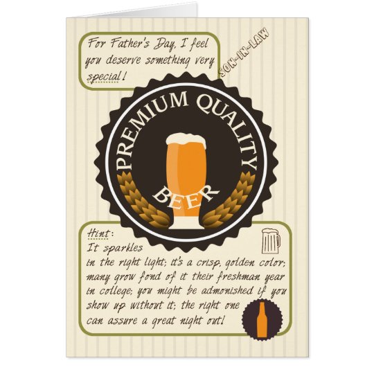 Tarjeta Etiqueta retra divertida de la cerveza del día de