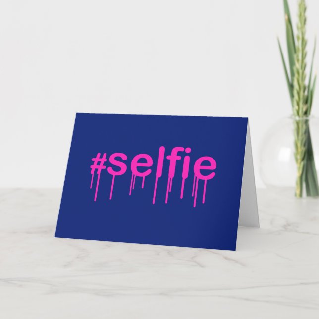 Tarjeta Etiqueta Selfie Drooling on blue (Anverso)