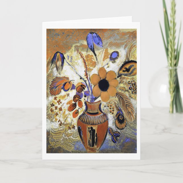 Tarjeta Etruscan Vase with Flowers, Redon (Anverso)