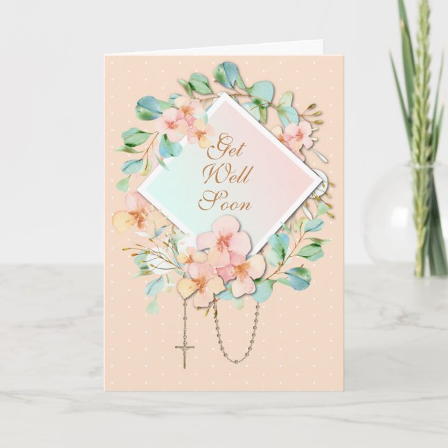 Tarjeta Eucalipto Rosario Virgen María Escritura (Anverso)