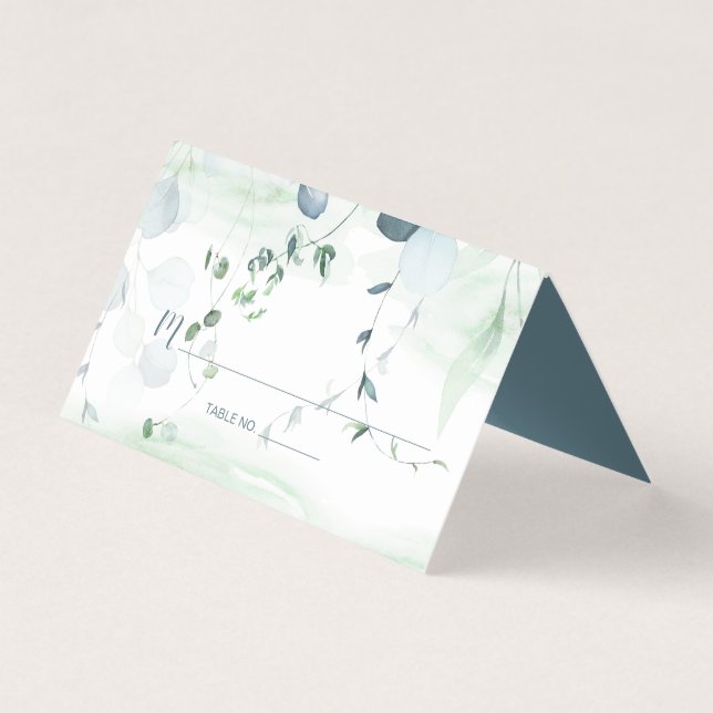 Tarjeta Eucalipto verde azul y sabio Botánico (Anverso)