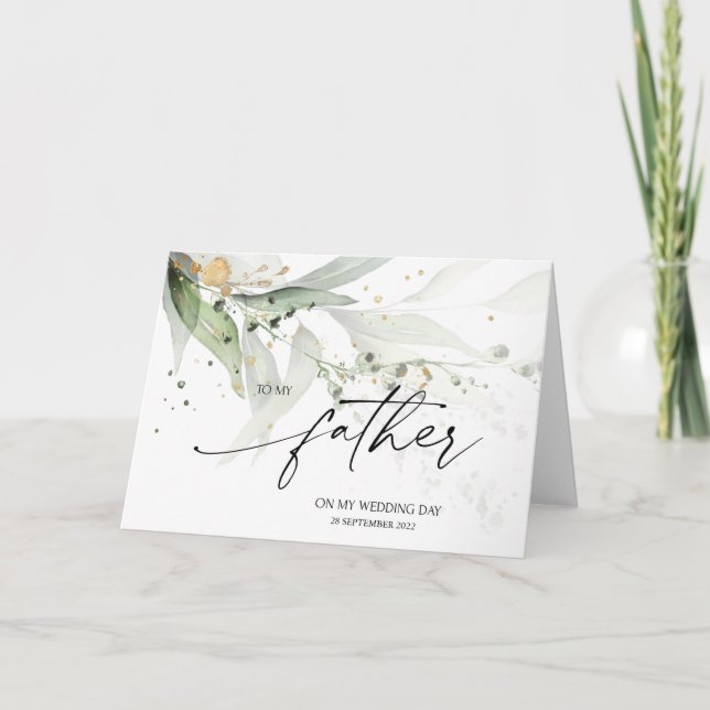 Tarjeta Eucalyptus A Mi Padre Día De La Boda Novias Papá (Anverso)