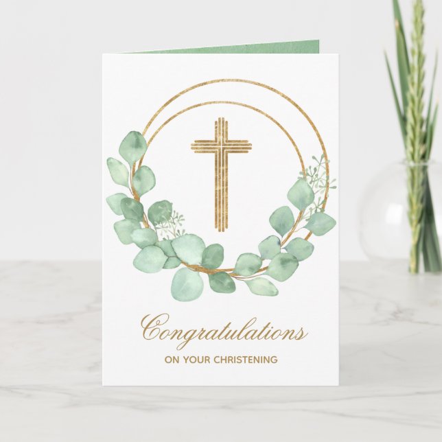Tarjeta Eucalyptus Christening (Anverso)