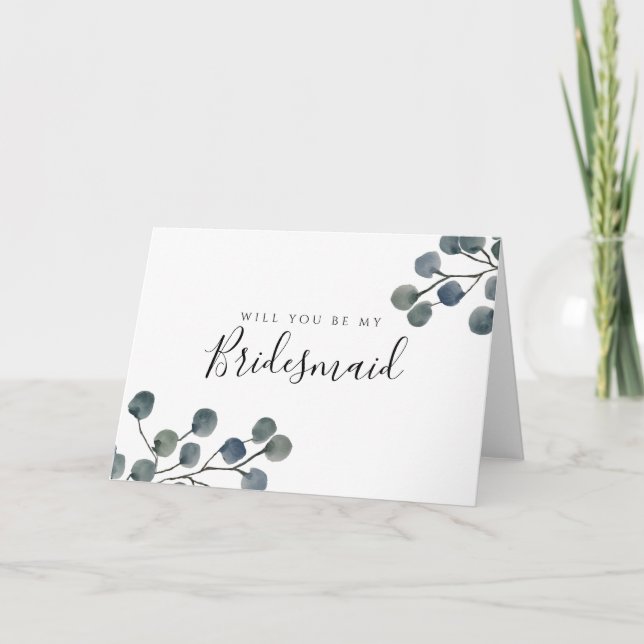 Tarjeta Eucalyptus deja, serías mi dama de honor (Anverso)