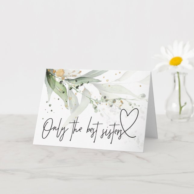 Tarjeta Eucalyptus Embarazo Bebé Revelar Regalo A Mi Herma (Planta pequeña)