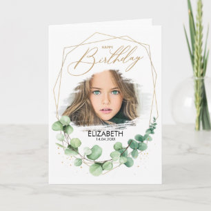 Tarjeta Eucalyptus Green Photo Happy Birday Greet