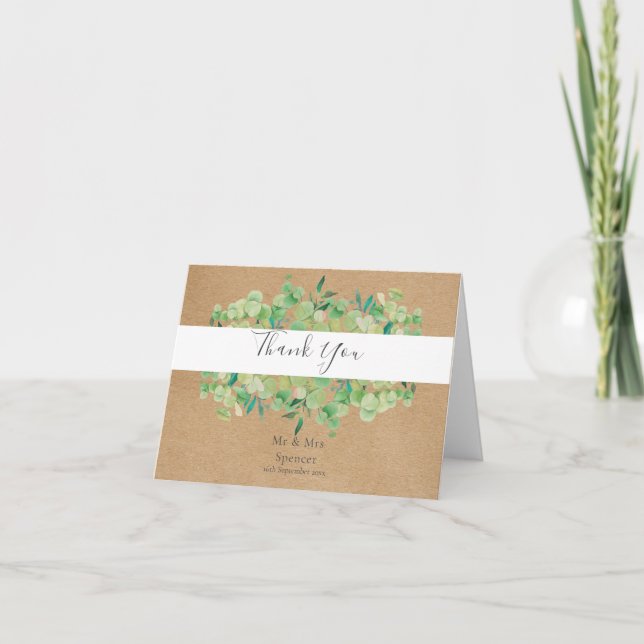 Tarjeta Eucalyptus Greenery Boda Gracias (Anverso)