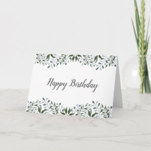 Tarjeta Eucalyptus Greenery Floral Feliz cumpleaños