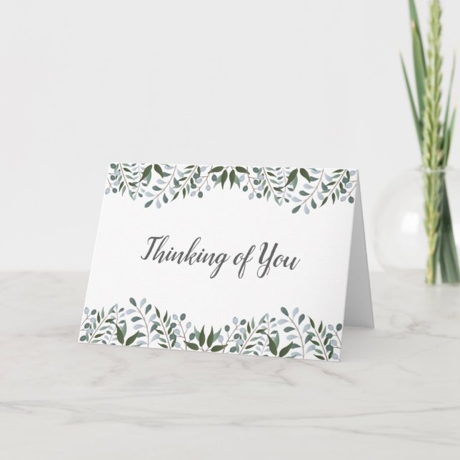 Tarjeta Eucalyptus Greenery Floral Pensando En Ti (Anverso)