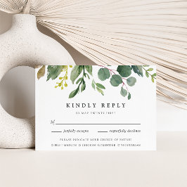 Tarjeta Eucalyptus Grove RSVP con opción de comida
