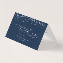 Tarjeta Eucalyptus Navy Blue Wedding Folded thank You 