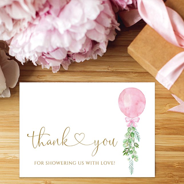 Tarjeta Eucalyptus Pink Balloon Gracias (Subido por el creador)