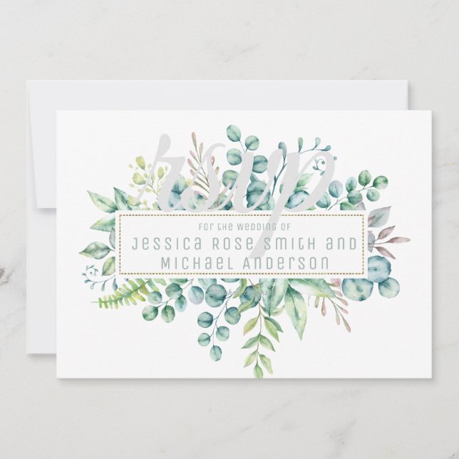 Tarjeta Eucalyptus RSVP - Texto a ambos lados (Anverso)