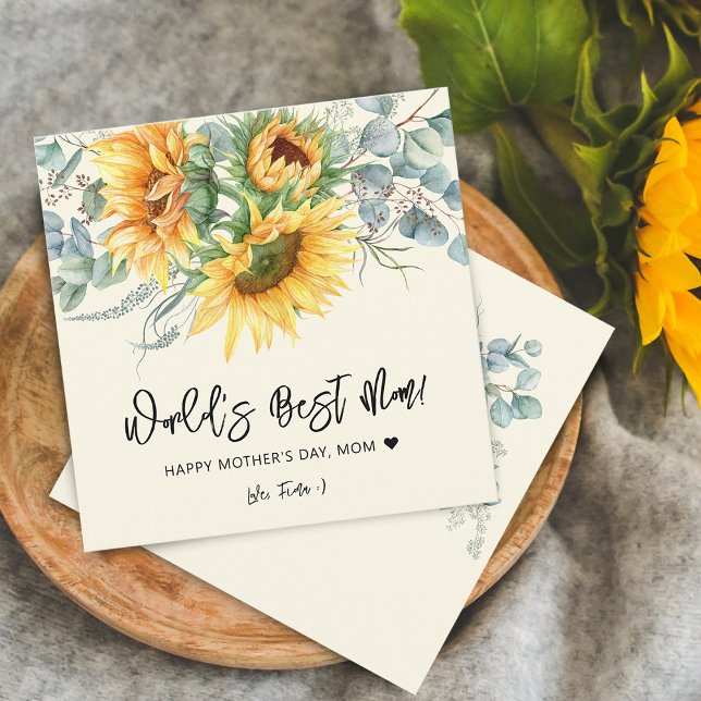 Tarjeta Eucalyptus Rustic Sunflower (Mother's Day Rustic Sunflower Eucalyptus Greeting Card)
